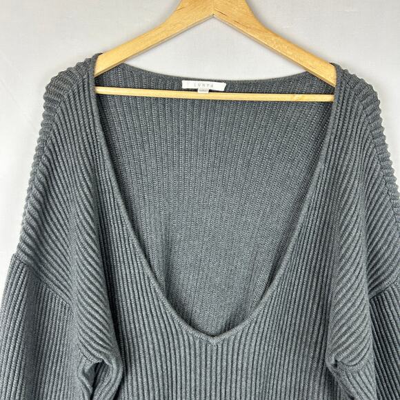 Lunya Ribbed Sweater Grey Heather Cozy Cotton Silk Reversible Women's Size S - Picture 2 of 9
